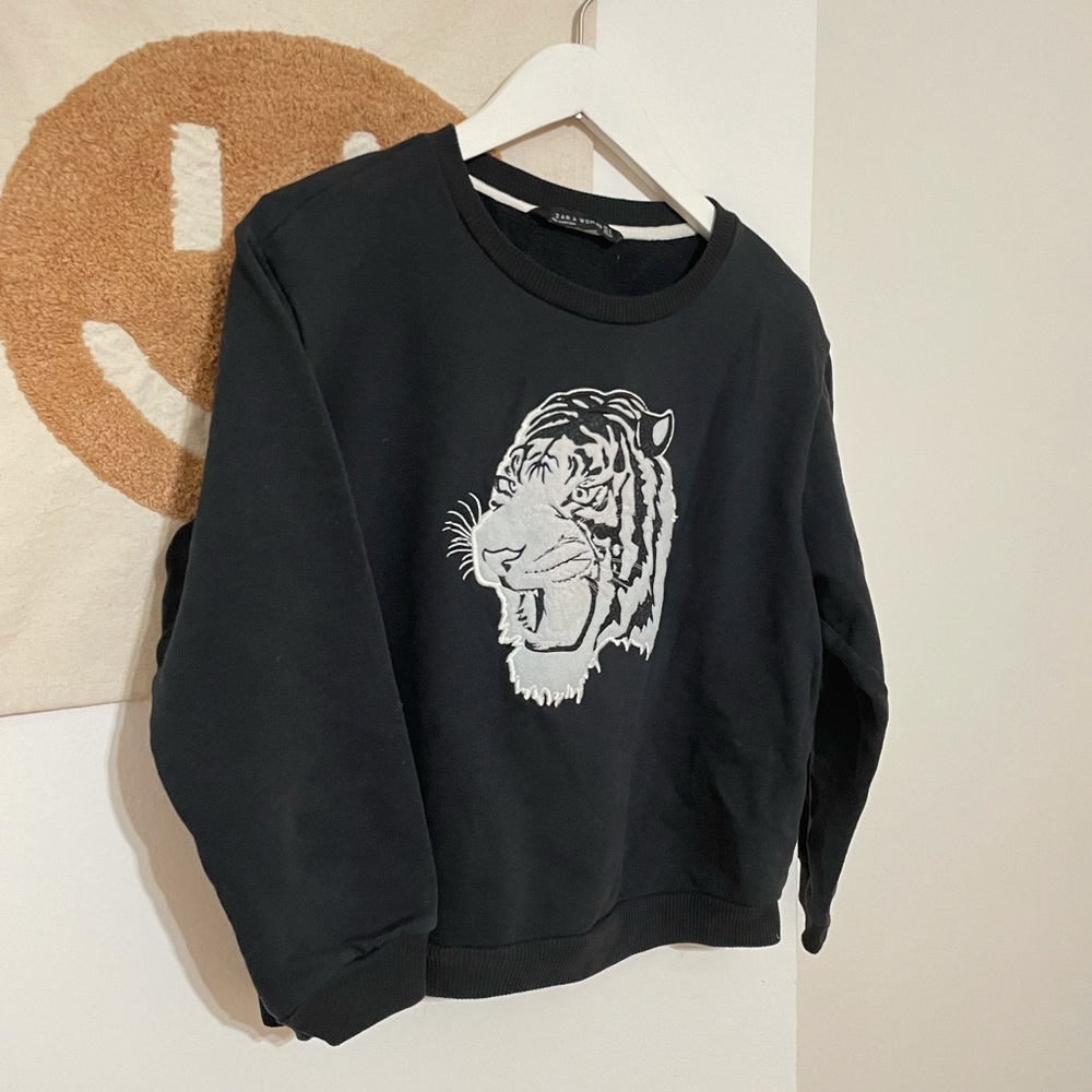 Zara Tiger Crop Sweater S